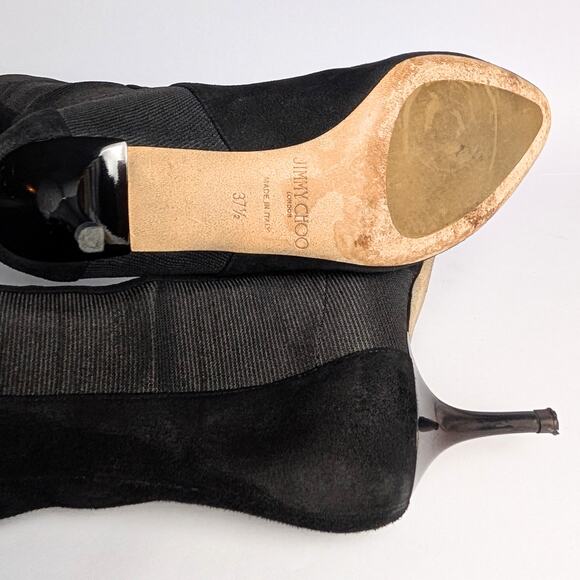 Jimmy Choo Faith 85 Black Suede Stretch Knee-High Boots - Picture 8 of 9